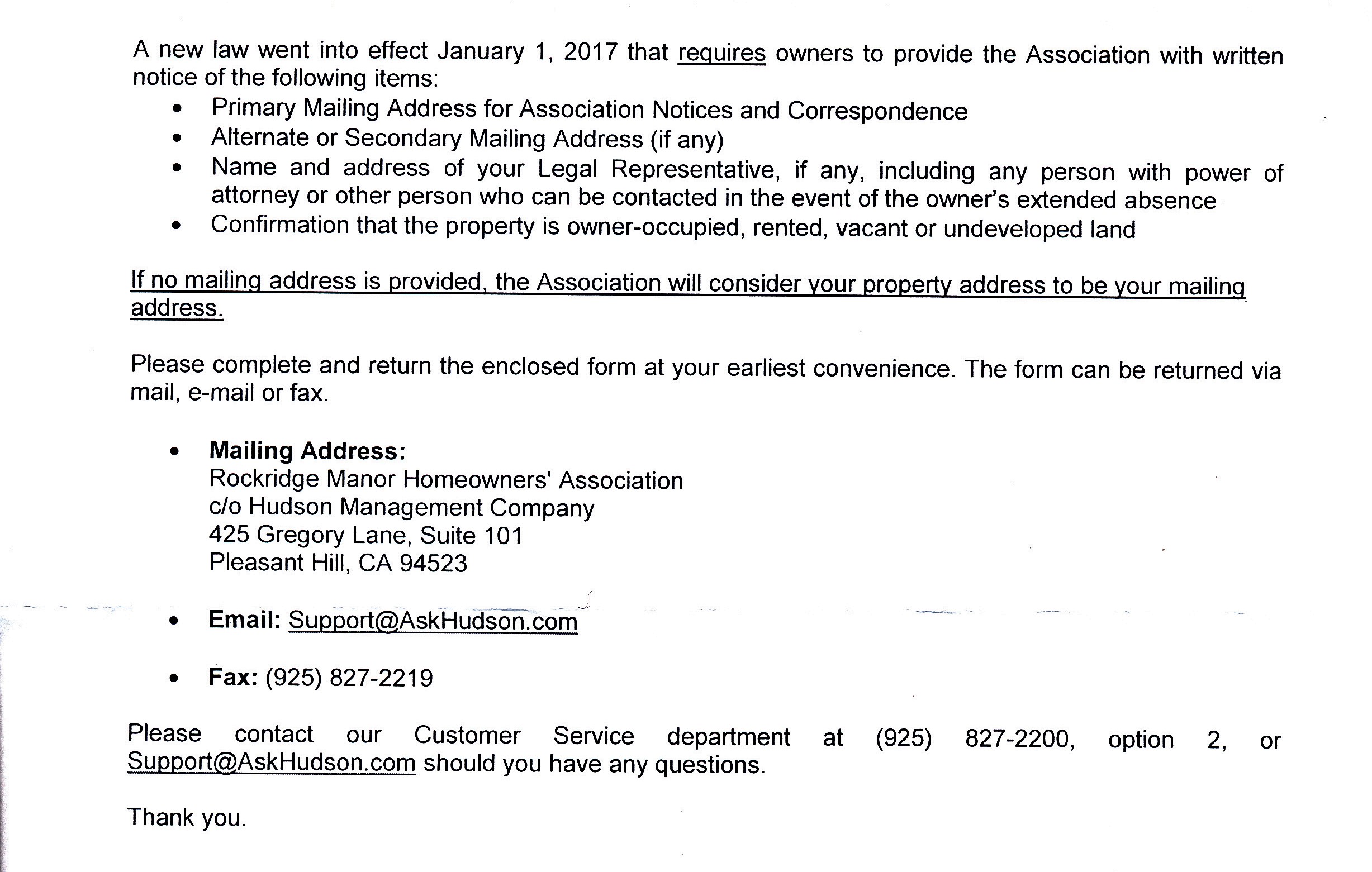 2019-8-9 Owners mailing address